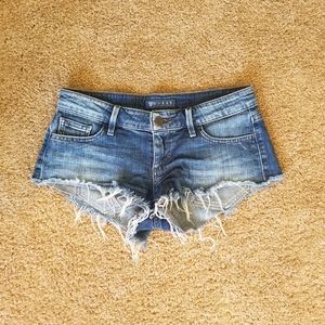 Guess Frayed Cut Off Denim Shorts